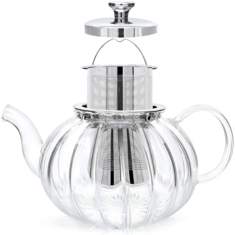 Teabloom Vienna Glass Teapot â€“ Stain-Free Heatproof Glass â€“ Stovetop Safe â€“ Removable Stainless Steel Infuser â€“ Perfect for Loose Leaf Tea â€“ 37 oz. / 1100 ml (3-4 Cups) - Image 3